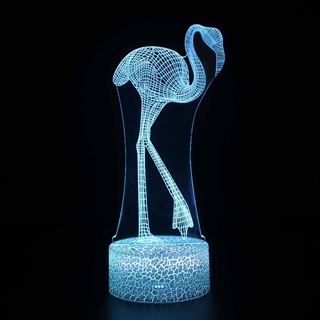 Flamingo 3D lampe med fjernbetjening - 16 lysfarver - dæmpbar